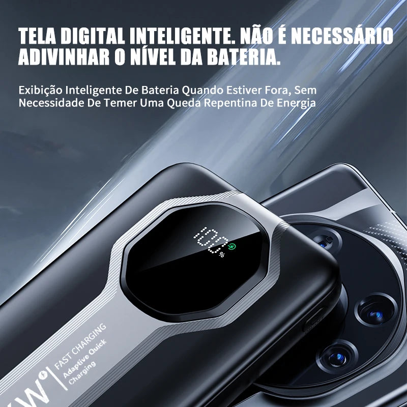 Carregador Portátil, Power Bank 20000mAh com Carregamento Rápido e Display Digital (Cabo Duplo)
